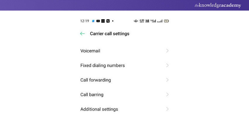 Search for the option associated with Voicemail settings