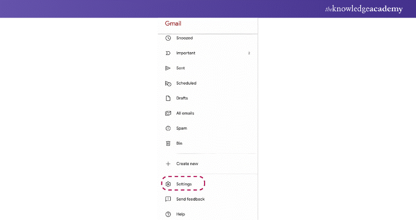 Select Settings and Choose the Account