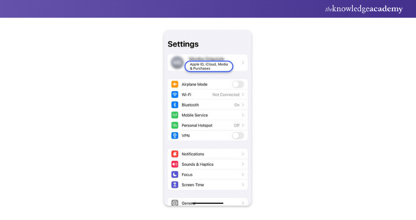Settings app on your device