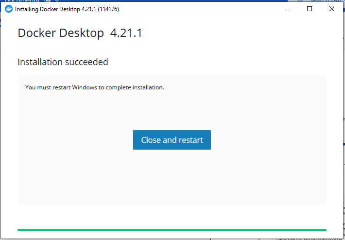 Successful Docker installation on Windows