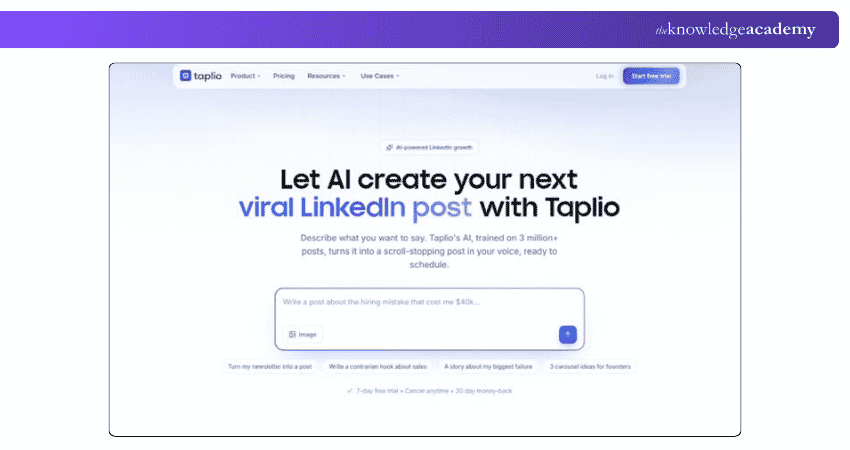 Taplio Homepage Homepage for Taplio