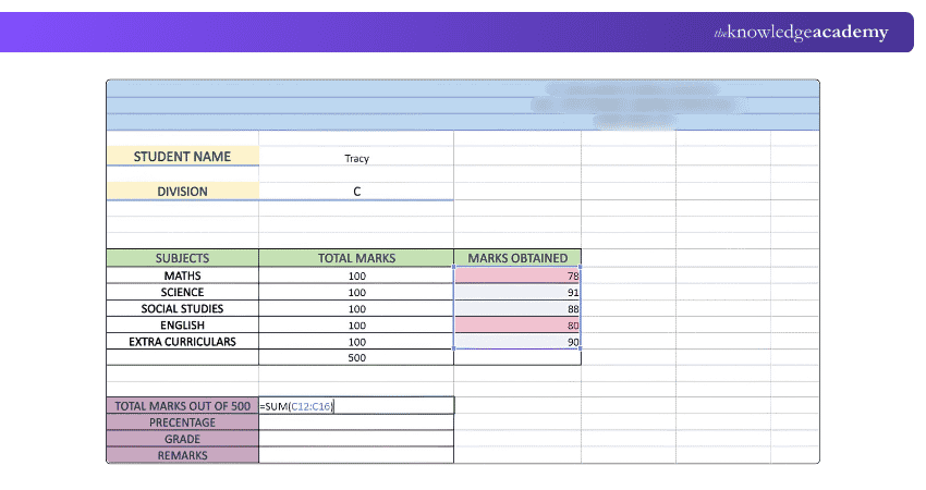 Template to Add Marks in Excel Mark Sheet Adding the Marks