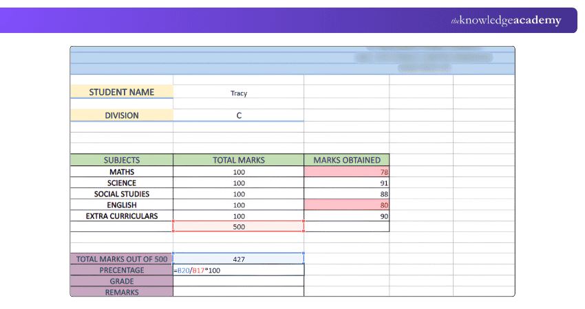 Template to Calculate Percentage in Excel Mark Sheet Calculating the Percentage