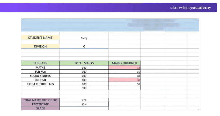 Template to Calculate Percentage in Mark Sheet Calculating the Percentage