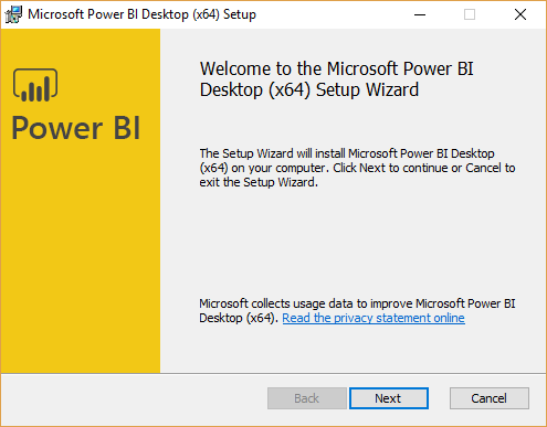 The Microsoft Power BI Desktop Setup Wizard
