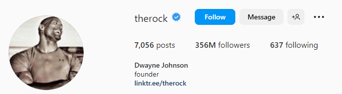 The Rock  Instagram VIP BIO for Boys