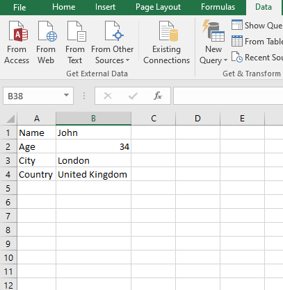 The TSV file is imported to Excel and seen as the output with the input details  