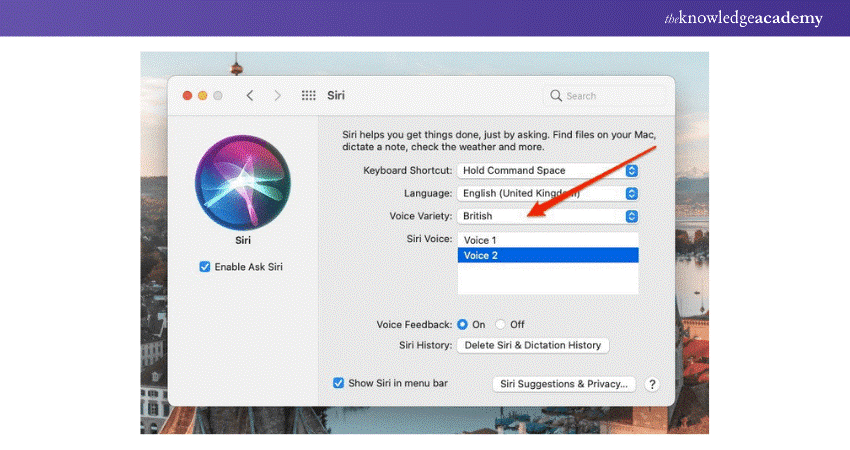 Under voice variety, alter Siri variety as per the use Under voice variety, alter Siri variety as per the use