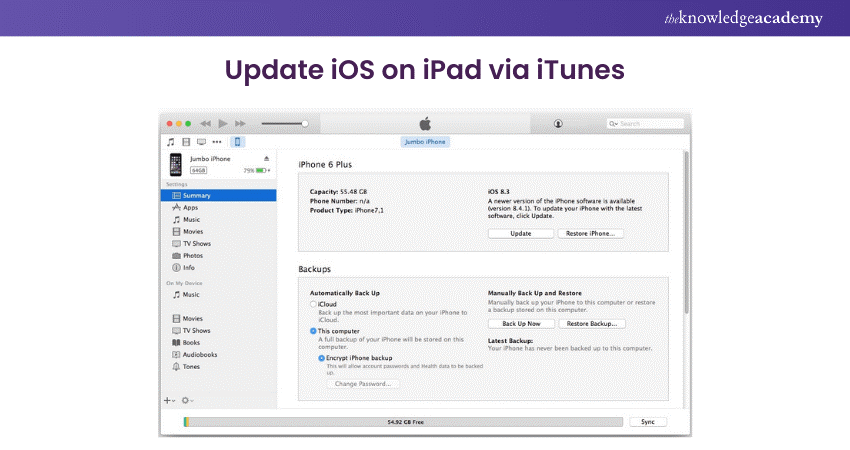 Update iOS on iPad via iTunes 