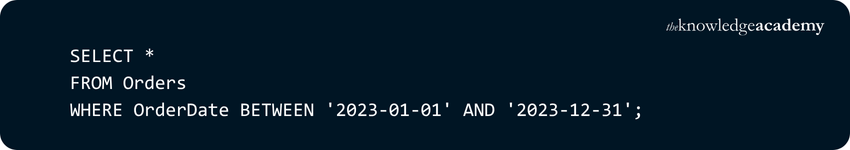 How to use Between Operater in SQL