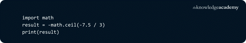 Using math.ceil() Input Using math.ceil() Input