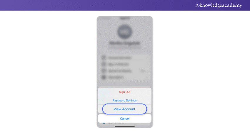 View Account option on your device