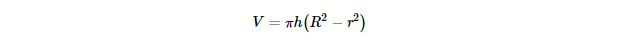 Volume Formula for a Right Circular Hollow Cylinder Volume Formula for a Right Circular Hollow Cylinder