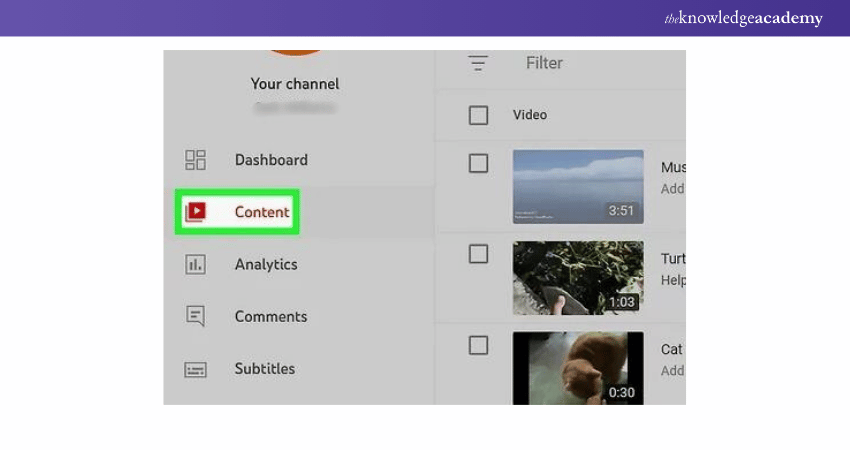 ‘Content’ section on the YouTube mobile app